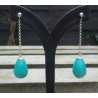 Zilveren lange oorbellen met blauw / groene Jade briolet