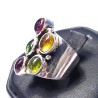 Zilveren edelsteen hanger Dendriet Opaal, Amethist en Peridot