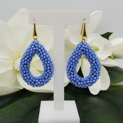 Vergulde braam glassberry oorbellen open druppel licht blauwe kristallen