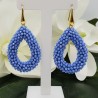 Vergulde braam glassberry oorbellen open druppel licht blauwe kristallen