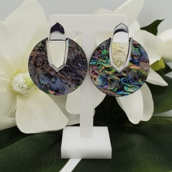 Zilver kleurige oorbellen met Abalone schelp