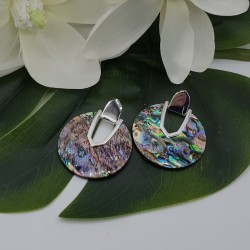 Zilver kleurige oorbellen met Abalone schelp