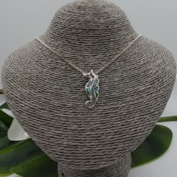 Zilveren hanger zeepaard gezet met Abalone schelp