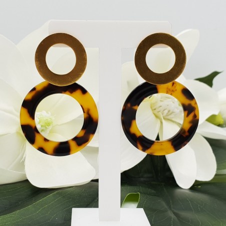 Vergulde oorbellen met open resin ring
