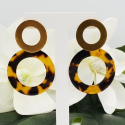 Vergulde oorbellen met open resin ring