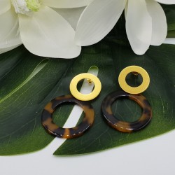 Vergulde oorbellen met open resin ring