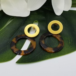 Vergulde oorbellen met open resin ring