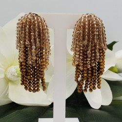 Vergulde waterval tassel oorbellen gold champagne