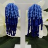 Vergulde waterval tassel oorbellen blauw