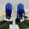 Vergulde waterval tassel oorbellen blauw
