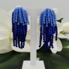 Vergulde waterval tassel oorbellen blauw