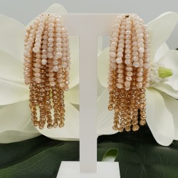 Vergulde waterval tassel oorbellen creme