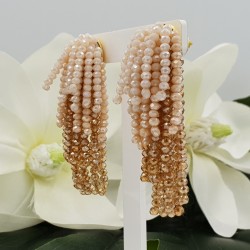 Vergulde waterval tassel oorbellen creme