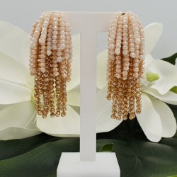 Vergulde waterval tassel oorbellen creme