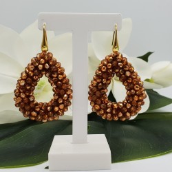 Vergulde glassberry braam oorbellen open druppel oranje gouden kristallen