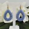 Vergulde glassberry braam oorbellen open druppel licht blauwe kristallen