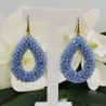 Vergulde glassberry braam oorbellen open druppel licht blauwe kristallen