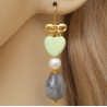 Vergulde oorbellen met Labradoriet, Parel en Lemon Chrysopraas
