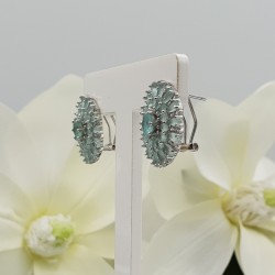 Zilveren oorbellen gezet met facet geslepen aqua Chalcedoon