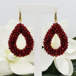 Vergulde glassberry braam oorbellen open druppel metallic rode kristallen