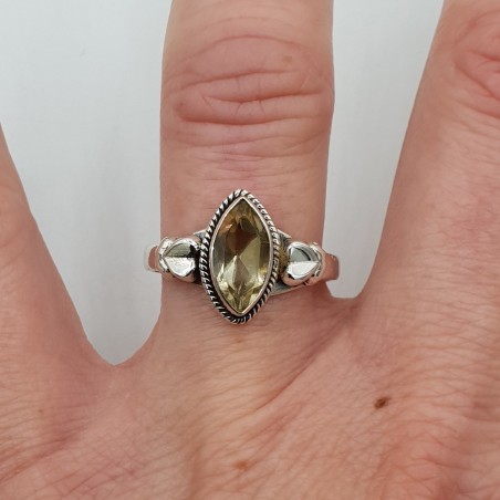 Zilveren ring gezet met marquise Citrien 17.5 mm