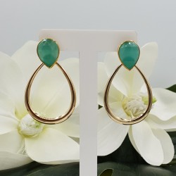 Vergulde oorknoppen gezet met aqua Chalcedoon