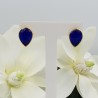 Vergulde oorknoppen gezet met blauw Chalcedoon