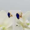 Vergulde oorknoppen gezet met blauw Chalcedoon
