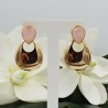 Vergulde oorknoppen gezet met roze Chalcedoon
