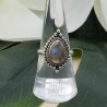 Zilveren ring met druppelvormige facet Labradoriet 17.3 mm