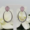 Zilveren oorknoppen gezet met roze Chalcedoon