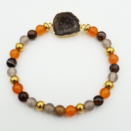 Armband van Carneool Botswana Agaat grijze Agaat en Agaat geode