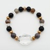 Armband van grijze Agaat Bergkristal en Onyx