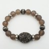Armband van grijze Agaat en kristallen