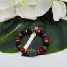 Armband van zwarte Onyx Koraal en kristallen