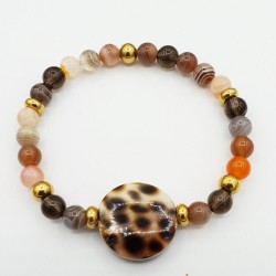 Armband van Botswana Agaat en cowrie schelp