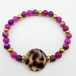 Armband van fuchsia roze Jade en Sediment Jaspis