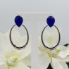 Zilveren oorknoppen gezet met blauw Chalcedoon