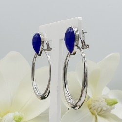 Zilveren oorknoppen gezet met blauw Chalcedoon