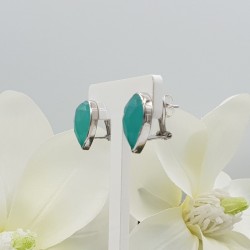 Zilveren oorknoppen gezet met aqua Chalcedoon