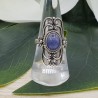 Zilveren ring gezet met ovale cabochon Tanzaniet 17.5 mm