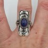 Zilveren ring gezet met ovale cabochon Tanzaniet 17.5 mm
