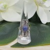 Zilveren ring gezet met ovale cabochon Tanzaniet 17.5 mm