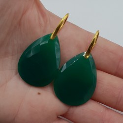 Oorbellen met grote groene Onyx