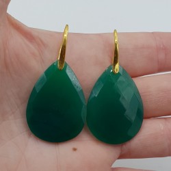 Oorbellen met grote groene Onyx