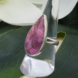 Zilveren ring gezet met druppelvormige Laguna Lace Agaat 17.5 mm