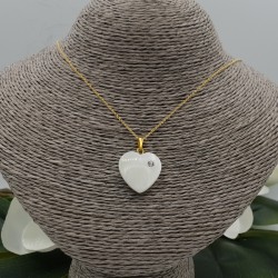 Vergulde ketting met hartje van Parelmoer