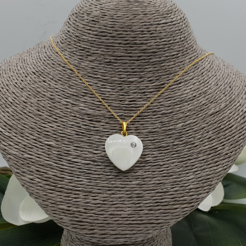Vergulde ketting met hartje van Parelmoer