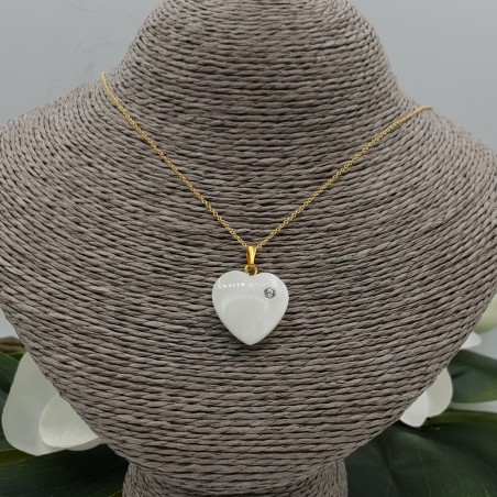 Vergulde ketting met hartje van Parelmoer