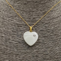 Vergulde ketting met hartje van Parelmoer
